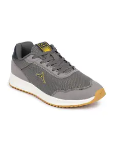 ABROS Men Grey & Yellow Mesh Running Shoes