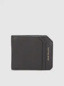 Louis Philippe Men Black Leather Two Fold Wallet