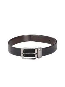 Louis Philippe Men Black & Brown Reversible Textured Leather Belt