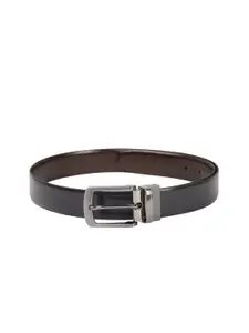 Louis Philippe Men Black & Brown Solid Reversible Leather Belt