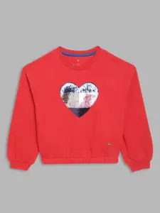 ELLE Girls Red Cotton Sweatshirt