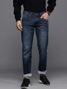 Louis Philippe Jeans Men Navy Blue Slim Fit Mid-Rise Light Fade Jeans