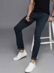 Louis Philippe Jeans Men Navy Blue Slim Fit Low-Rise Stretchable Jeans