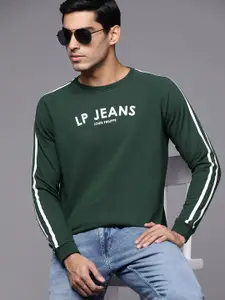 Louis Philippe Jeans Men Green & White Brand Logo Printed Sweatshirt
