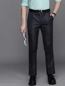 Raymond Men Textured Slim Fit Flat Front Formal Trousers