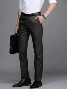 Raymond Men Mid Rise Checked Slim Fit Formal Trousers