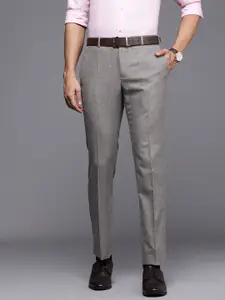 Raymond Men Grey Striped Slim Fit Formal Trousers