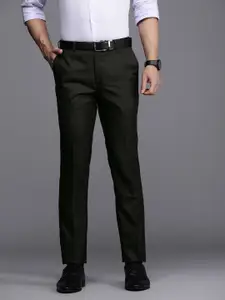 Raymond Men Dark Brown Solid Slim Fit Formal Trousers