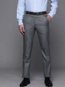 Raymond Men Checked Slim Fit Flat Front Formal Trousers