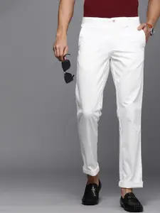 Louis Philippe Sport Men White Solid Slim Fit Trousers