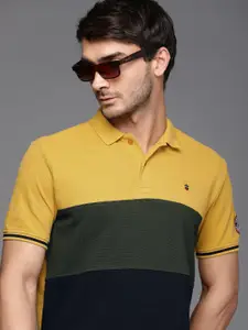 Louis Philippe Sport Men Colourblocked Polo Collar Pure Cotton Slim Fit T-shirt