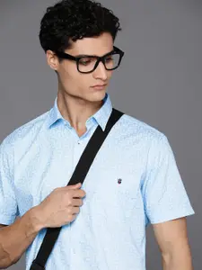Louis Philippe Sport Men Blue Conversational Printed Pure Cotton Slim Fit Casual Shirt