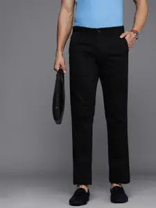 Louis Philippe Sport Men Black Solid Slim Fit Trousers