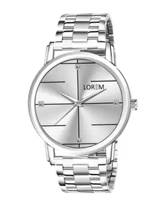 LOREM Men Silver Dial & Silver Bracelet Style Straps Analogue Watch LR119