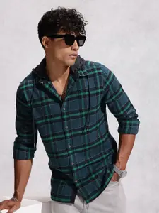 WROGN Slim Fit Checked Detachable Hood Casual Shirt