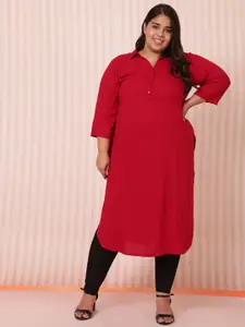 Amydus Women Plus Size Red Pathani Kurta