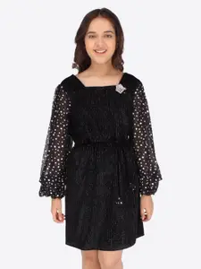 CUTECUMBER Girls Black Velvet Dress