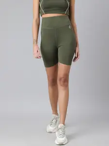 Pritla Women Olive Green Slim Fit High-Rise Sports Shorts