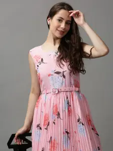 SHOWOFF Pink Floral Chiffon Dress