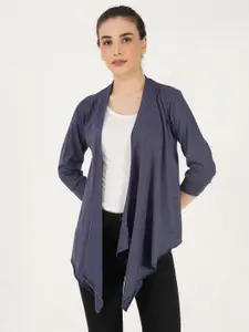 TEEMOODS Women Navy Blue Solid Shrug