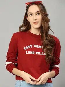 High Star Women Maroon Printed Sweatshirt