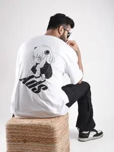COMICSENSE Men Anime Anya Printed Drop-Shoulder Sleeves Bio Finish Oversized T-shirt