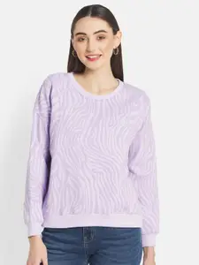 METTLE Women Purple Printed Sweatshirt
