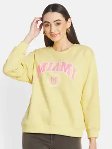 METTLE Women Yellow Printed Sweatshirt