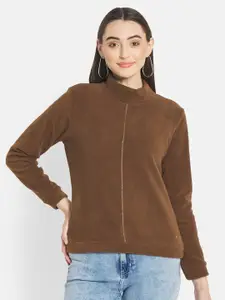METTLE Women Brown Fleece Sweatshirt
