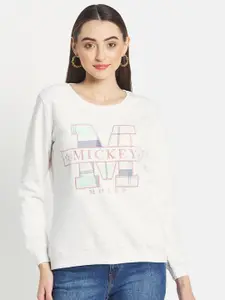METTLE Women White Printed Sweatshirt