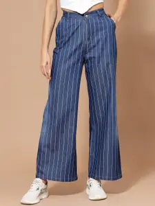 KASSUALLY Women Blue Straight Fit High-Rise Cotton Jeans