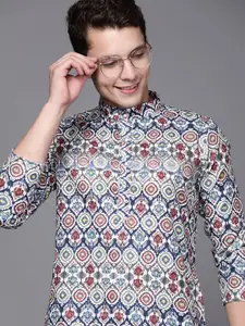Indo Era Men Multicoloured Ethnic Motifs Printed Kurta