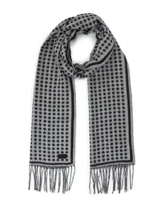 Ted Baker Men Black & Grey Checked Scarf