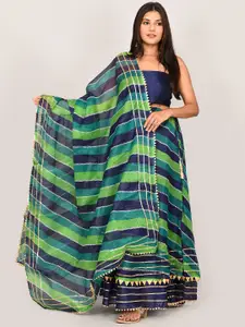 Kesarya Green And Blue Ready to Wear Lehenga And Unstitched Blouse With Dupatta
