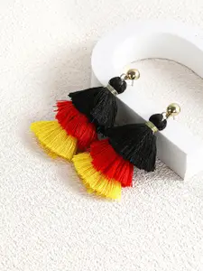 Bellofox Black & Red Gold-Plated Tassel Drop Earrings