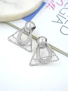 Bellofox Silver-Plated Triangular Studs Earrings