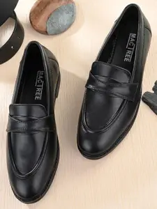 Mactree Men Black Solid Slip-On Formal Shoes