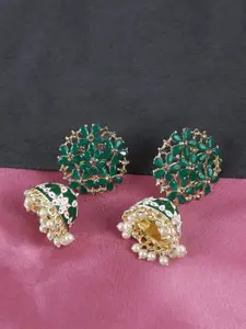 Krelin Women Green Dome Shaped Jhumka Earrings