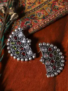 VENI Women Silver-Toned Contemporary Studs Earrings