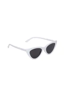 CRIBA Women Black Lens & White Cateye Sunglasses with UV Protected Lens-CR_CAT WHT BLK-White