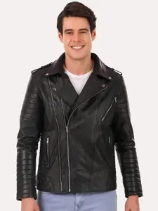 Leather Retail Men Black Leather Outdoor Biker Jacket