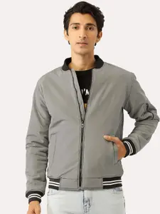 Leather Retail Men Grey Lightweight Varsity Jacket