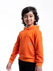 BYB PREMIUM Boys Orange Hooded Cotton Sweatshirt
