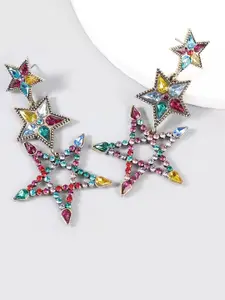 AVANT-GARDE PARIS Gold-Plated Multicoloured Star Shaped Drop Earrings