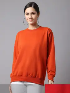 VIMAL JONNEY Women Pack Of 2Red & Orange Sweatshirt