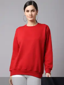 VIMAL JONNEY Women Pack of 2 Red & Black Sweatshirt