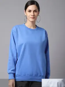 VIMAL JONNEY Pack Of 2 Women Blue & Grey Solid Sweatshirt