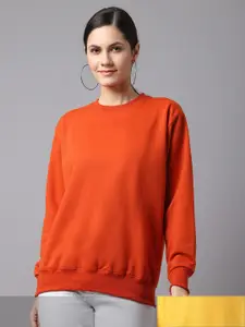 VIMAL JONNEY Pack Of 2 Women Orange & Yellow Solid Sweatshirt