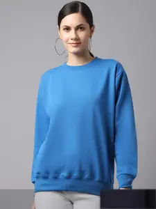 VIMAL JONNEY Women Pack Of 2 Blue & Black Fleece Sweatshirt
