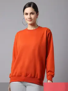 VIMAL JONNEY Women Pack of 2 Peach & Orange Sweatshirt